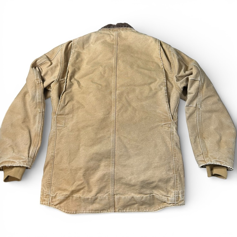 Vintage Carhartt Duck Jacket Sherpa Lined Distressed Workwear Coat L - Picture 6 of 16